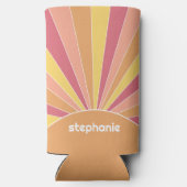 Retro Stripe sunrise - pastellfarbener Regenbogens Selters Dosenkühler (Rückseite)