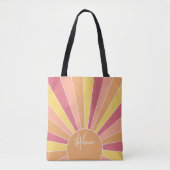 Retro Stripe sunrise - pastellfarbener Regenbogens Tasche (Vorderseite)