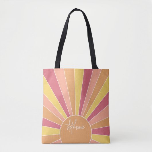Retro Stripe sunrise - pastellfarbener Regenbogens Tasche (Vorderseite)