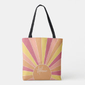 Retro Stripe sunrise - pastellfarbener Regenbogens Tasche (Rückseite)