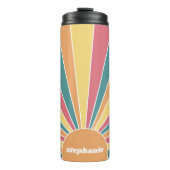 Retro Stripe sunrise - pastellfarbener Regenbogens Thermosbecher (Vorderseite)