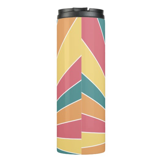 Retro Stripe sunrise - pastellfarbener Regenbogens Thermosbecher (Rückseite)