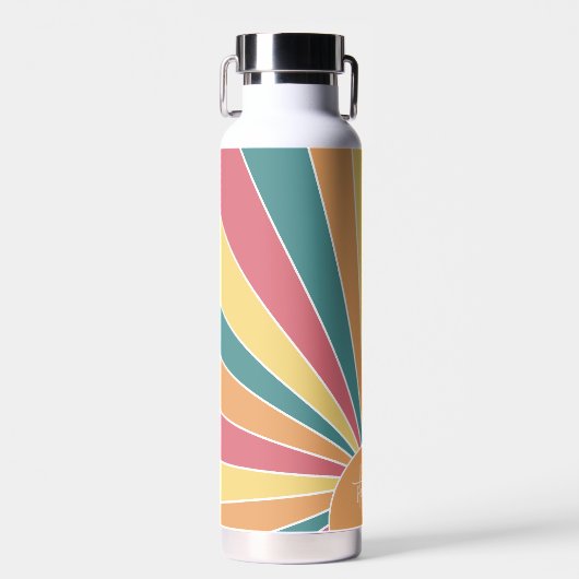 Retro Stripe sunrise - pastellfarbener Regenbogens Trinkflasche (Vorne)