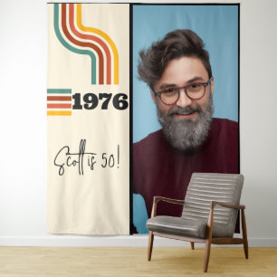 Retro Stripe Vintag 1976 Foto Tapestry Wandteppich
