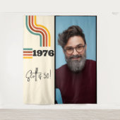 Retro Stripe Vintag 1976 Foto Tapestry Wandteppich (Vorderseite)