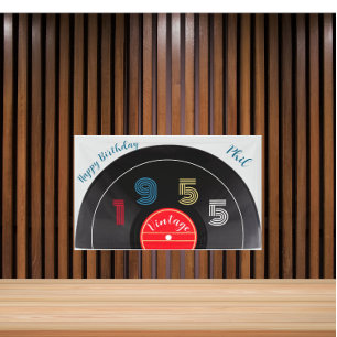 Retro Stripe Vinyl Record 1955 70. Geburtstag Banner