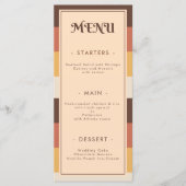 Retro Striped 70iger 60er 70er Groovy Wedding Menükarte (Vorderseite)