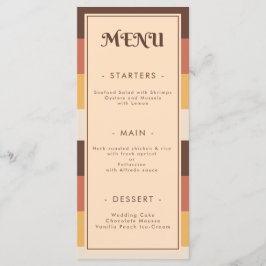 Retro Striped 70iger 60er 70er Groovy Wedding Menükarte