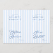 Retro Striped Blue Wedding Name Place Card DIY Einladung (Vorderseite)