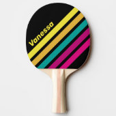 Retro Striped Dark 80s Angled Striping with Name Tischtennis Schläger (Rückseite)