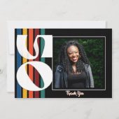 Retro Striped Fifty Birthday Photo 1976 50th Dankeskarte (Vorderseite)