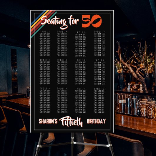 Retro Striped Fifty Birthday Seating Sign Fotodruck
