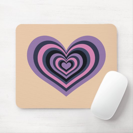 Retro Striped Heart Mouse Pad Mousepad (Mit Mouse)