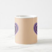 Retro Striped Heart Mug - Purple on Beige Kaffeetasse (Mittel)