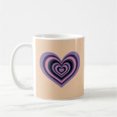 Retro Striped Heart Mug - Purple on Beige Kaffeetasse (Links)