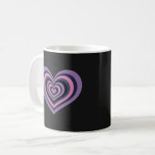 Retro Striped Heart Mug - Purple on Black Kaffeetasse (Vorderseite Links)