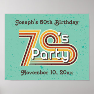 Retro Striped Party der 70er Poster