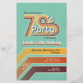Retro Striped Party Einladung 70 Flyer (Vorne)