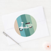 Retro Striped Scooter Round Sticker Glossage (Umschlag)