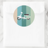 Retro Striped Scooter Round Sticker Glossage (Tasche)