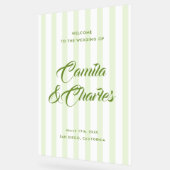 Retro Striped White and Green Wedding Welcome Acrylschild (Winkel)