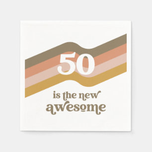 Retro Stripes 50. Geburtstagsparty Napkins Serviette