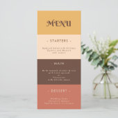 Retro Stripes 70 60er 70er Groovy Wedding Menükarte (Stehend Vorderseite)