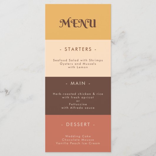 Retro Stripes 70 60er 70er Groovy Wedding Menükarte (Vorderseite)