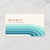Retro Stripes 70er 80er Aquamarin Blue Visitenkarte (Vorderseite)
