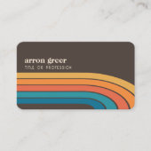 Retro Stripes 70er 80er Orange Brown Aquamarin Visitenkarte (Vorderseite)