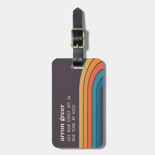 Retro Stripes 70's 80er Gepäckanhänger (Vorderseite vertikal)