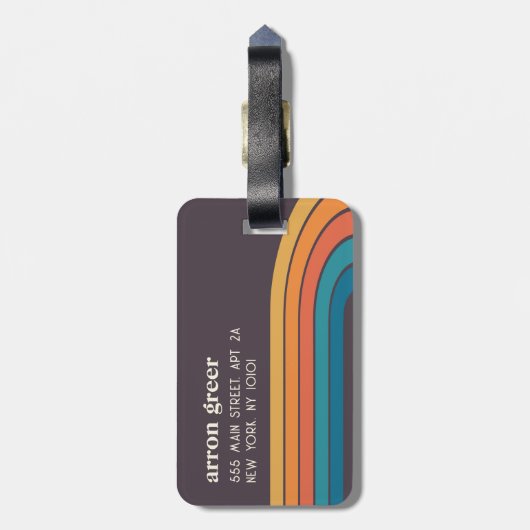 Retro Stripes 70's 80er Gepäckanhänger (Rückseite vertikal)