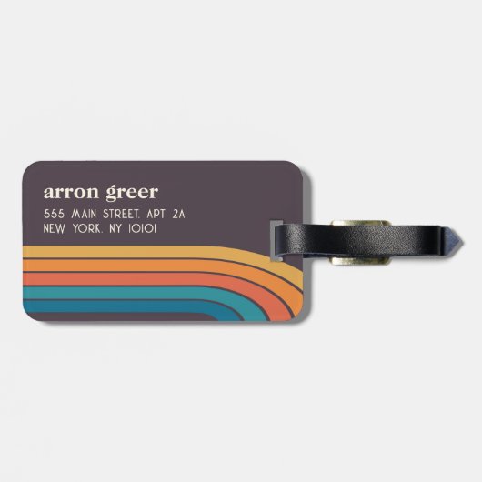 Retro Stripes 70's 80er Gepäckanhänger (Rückseite horizontal)