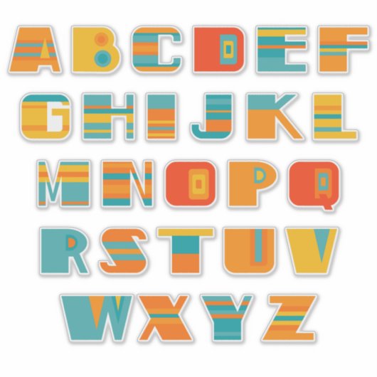 RETRO STRIPES - A bis Z - Aufkleber (Vorderseite)