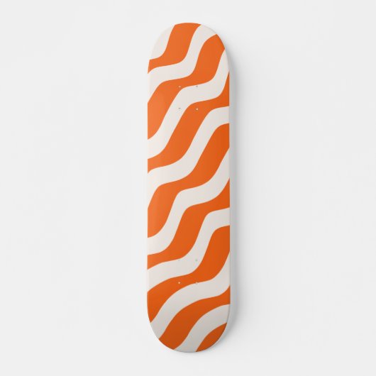 Retro Stripes Abstract Lines Orange Vintage Waves Skateboard (Vorne)