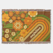 Retro Stripes and Funky Flowers with Custom Name Decke (Vorderseite)