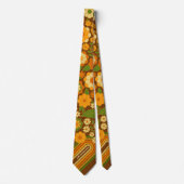 Retro Stripes and Funky Flowers with Custom Name Krawatte (Vorderseite)
