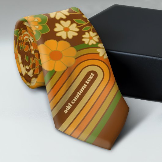 Retro Stripes and Funky Flowers with Custom Name Krawatte