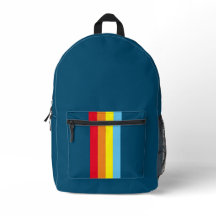 Retro Stripes-Backpack (Navy Blue Multi)