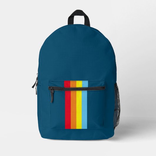 Retro Stripes-Backpack (Navy Blue Multi) Bedruckter Rucksack (Vorderseite)