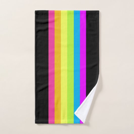 Retro Stripes Bath Towels (Black & Neon Multi) Badhandtuch Set (Handtuch)