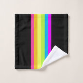 Retro Stripes Bath Towels (Black & Neon Multi) Badhandtuch Set (Waschlappen)
