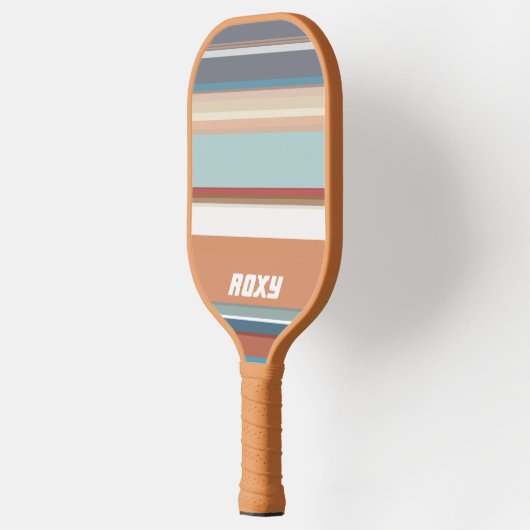 Retro Stripes Blue Orange Pickleball Schläger (Links)