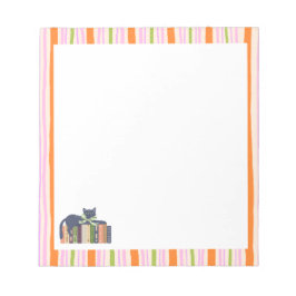 Retro Stripes Book Lover & Cat Notizblock