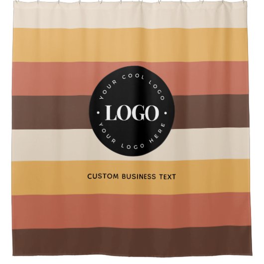 Retro Stripes Business Company Custom Logo 60er 70 Duschvorhang (Vorderseite)