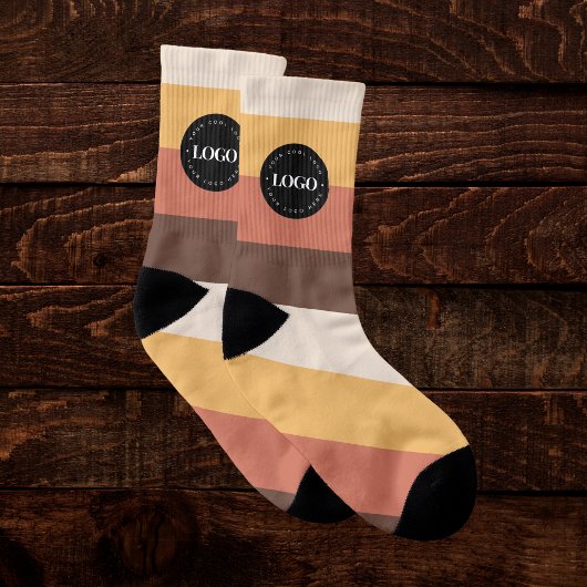 Retro Stripes Business Company Custom Logo 60er 70 Socken