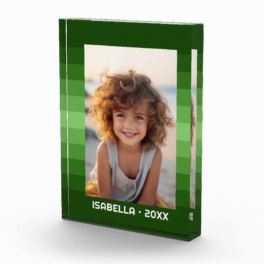 Retro Stripes - Christmas Green - Einfaches Foto (Rechts)