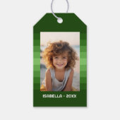 Retro Stripes - Christmas Green - Einfaches Foto Geschenkanhänger (Vorderseite)