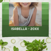 Retro Stripes - Christmas Green - Einfaches Foto Geschirrtuch (Gefaltet)