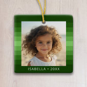 Retro Stripes - Christmas Green - Einfaches Foto Keramikornament